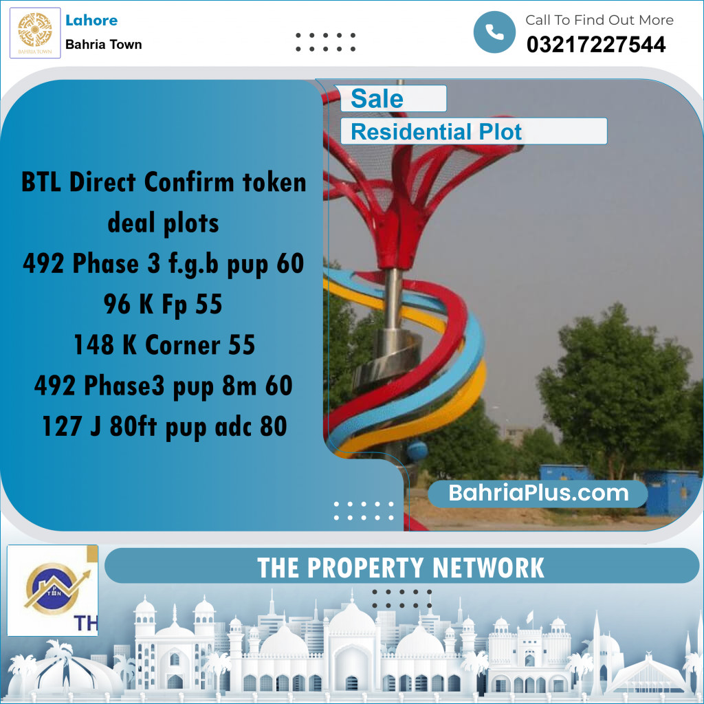 Residential Plot for Sale in Bahria Town, Lahore - (BP-191390)