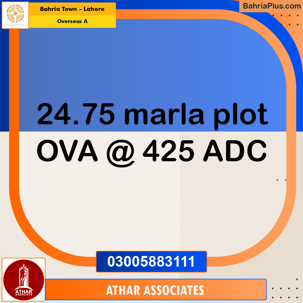 Residential Plot for Sale in Overseas A -  Bahria Town, Lahore - (BP-191404)