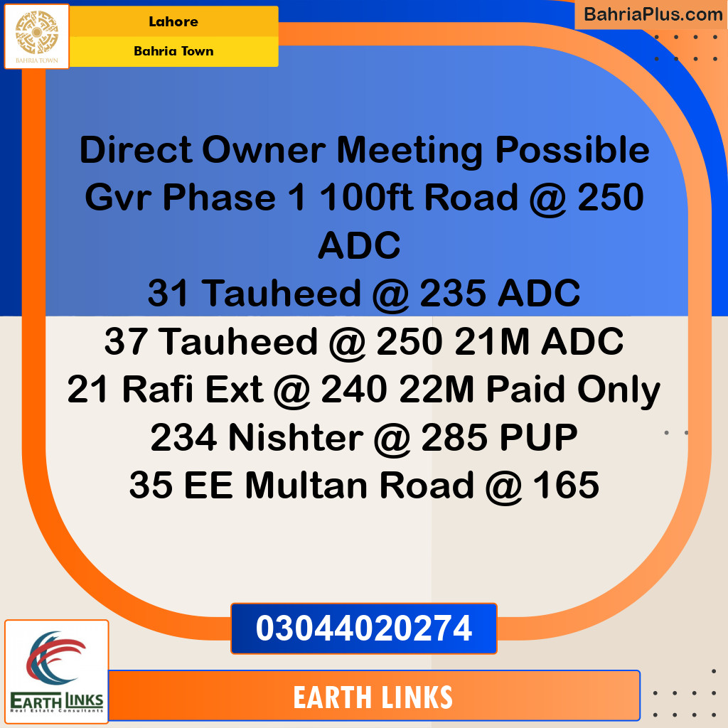 Residential Plot for Sale in Bahria Town, Lahore - (BP-191406)