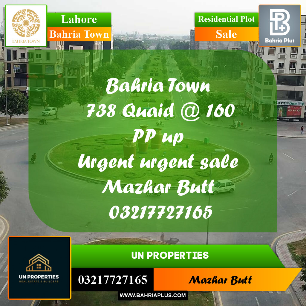Residential Plot for Sale in Bahria Town, Lahore - (BP-191431)