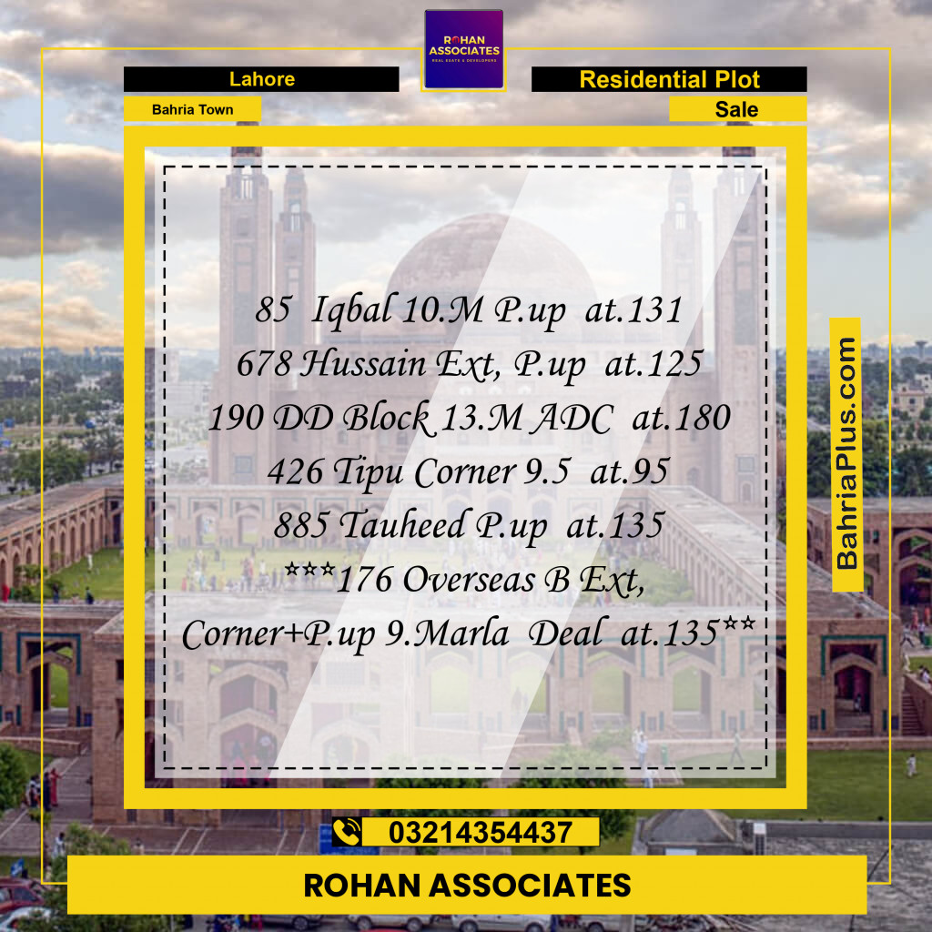 Residential Plot for Sale in Bahria Town, Lahore - (BP-191436)