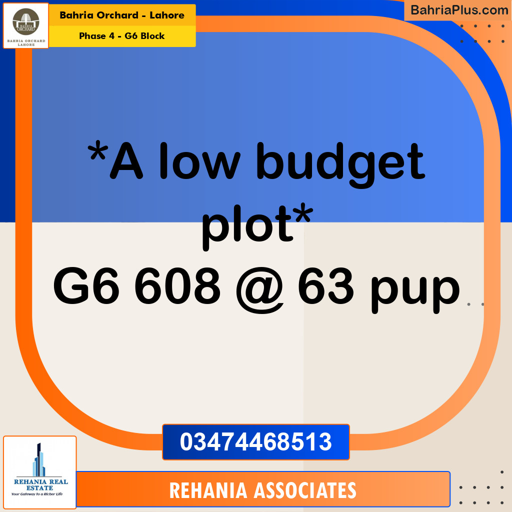 Residential Plot for Sale in Phase 4 - G6 Block -  Bahria Orchard, Lahore - (BP-191505)