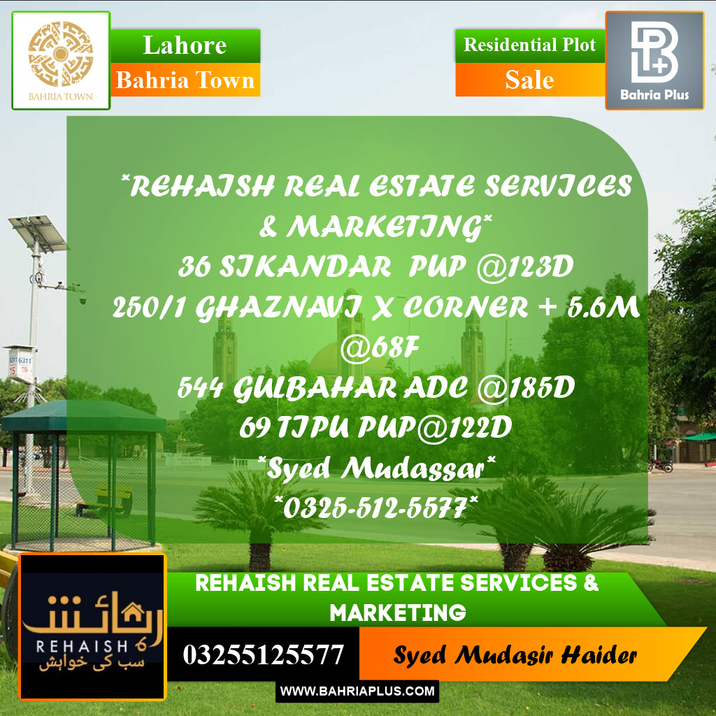 Residential Plot for Sale in Bahria Town, Lahore - (BP-191506)