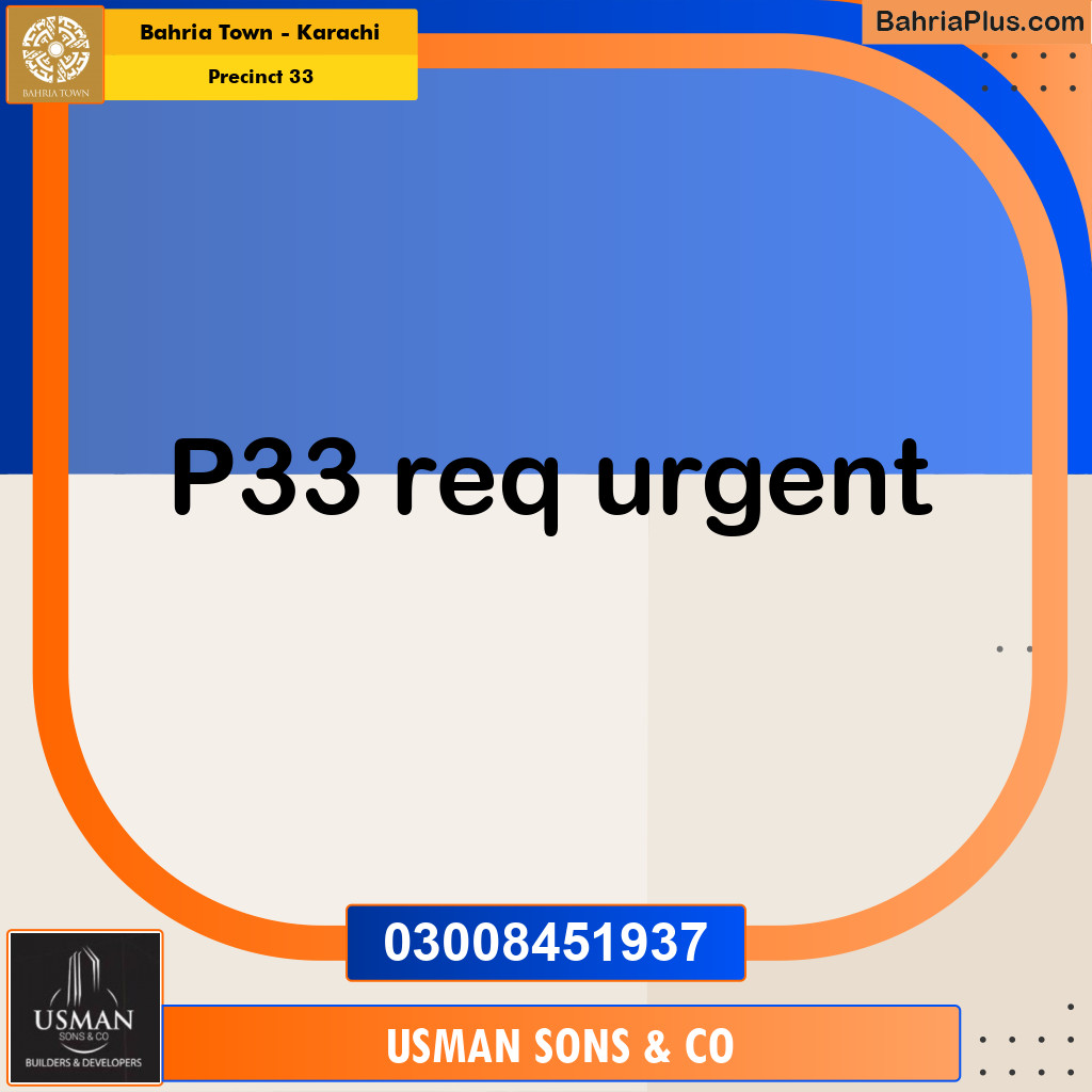 Residential Plot for Sale in Precinct 33 -  Bahria Town, Karachi - (BP-191520)