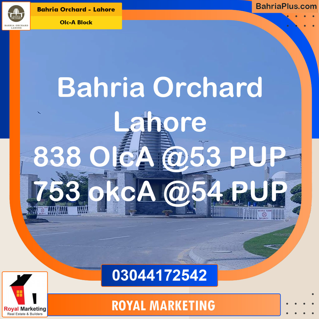 Residential Plot for Sale in OLC-A Block -  Bahria Orchard, Lahore - (BP-191523)