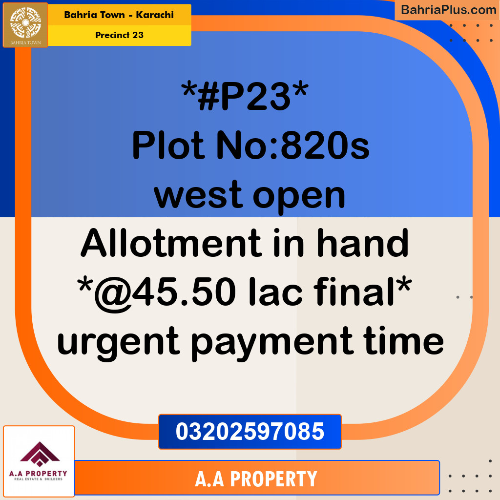 125 Sq. Yards Residential Plot for Sale in Precinct 23 -  Bahria Town, Karachi - (BP-191541)