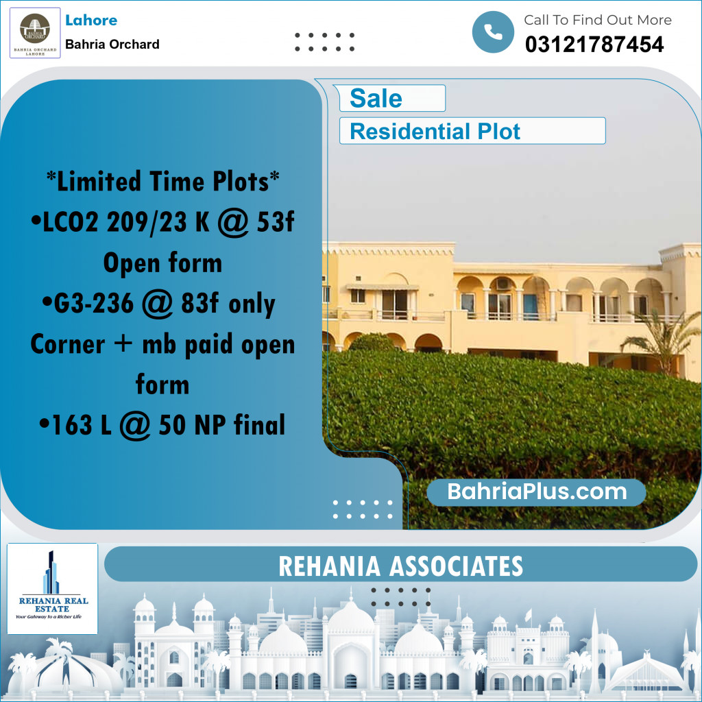 Residential Plot for Sale in Bahria Orchard, Lahore - (BP-191545)
