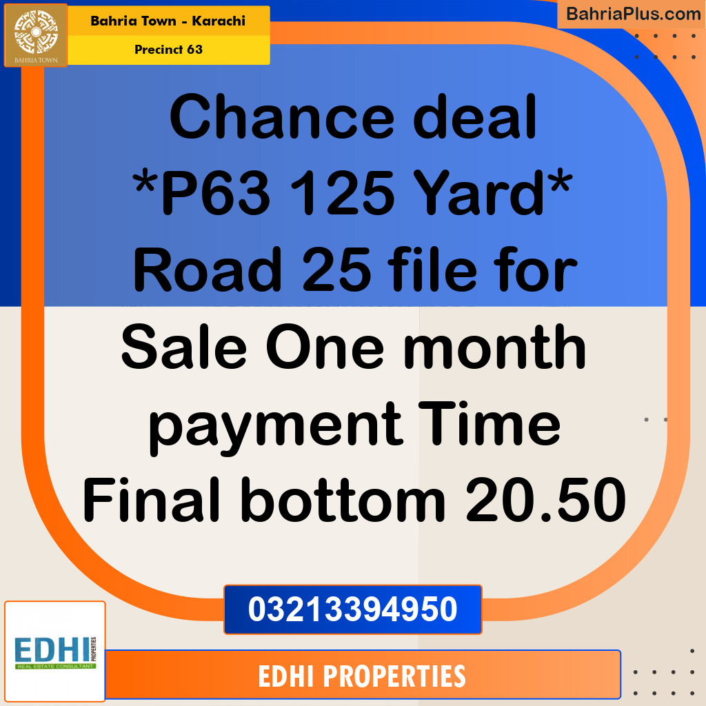 Residential Plot for Sale in Precinct 63 -  Bahria Town, Karachi - (BP-191567)