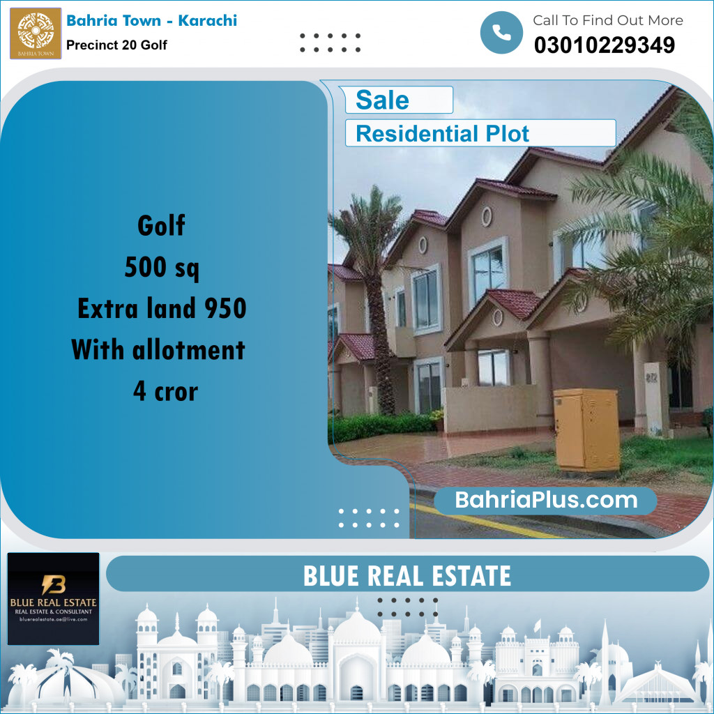 500 Sq. Yards Residential Plot for Sale in Precinct 20 Golf -  Bahria Town, Karachi - (BP-191569)