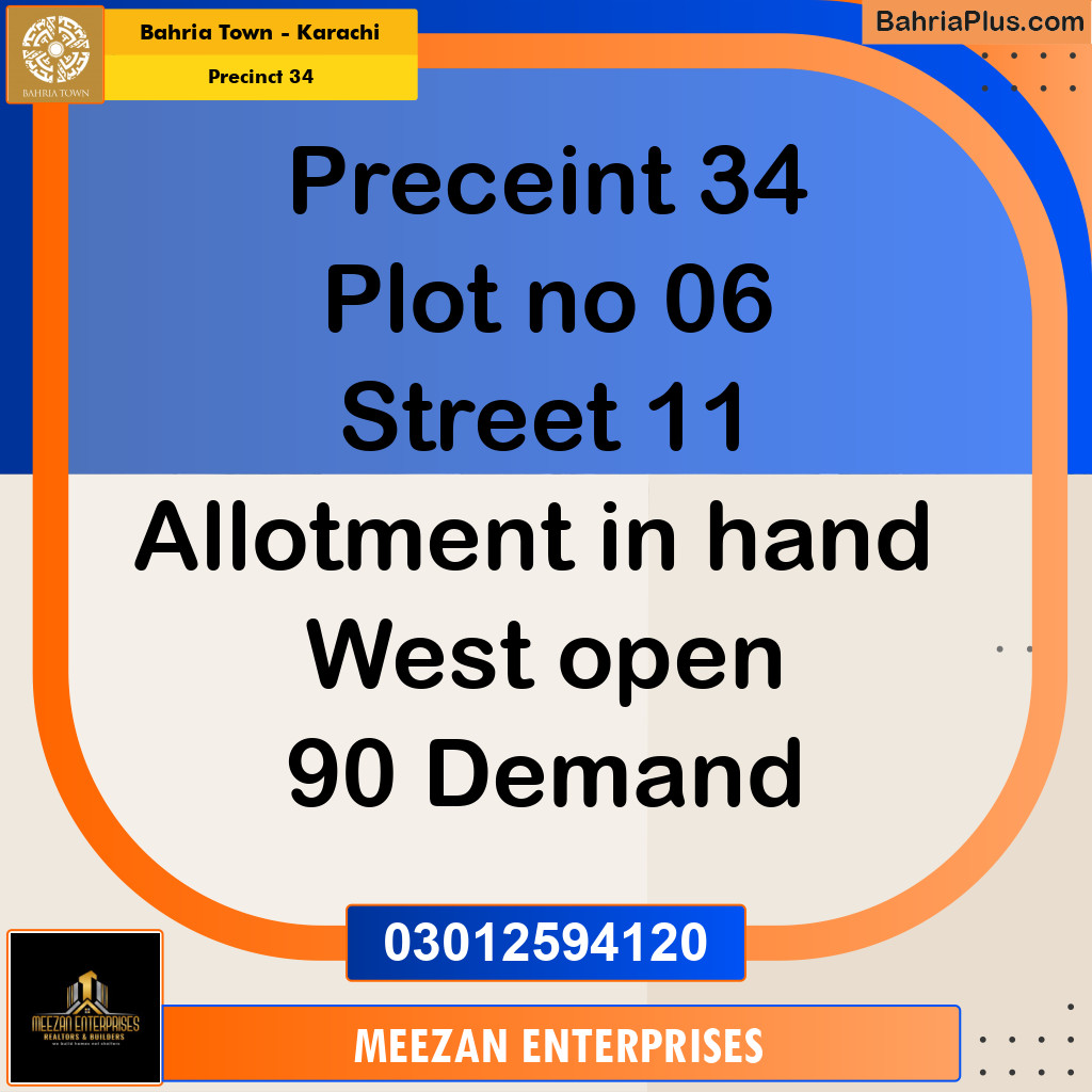 250 Sq. Yards Residential Plot for Sale in Precinct 34 -  Bahria Town, Karachi - (BP-191597)