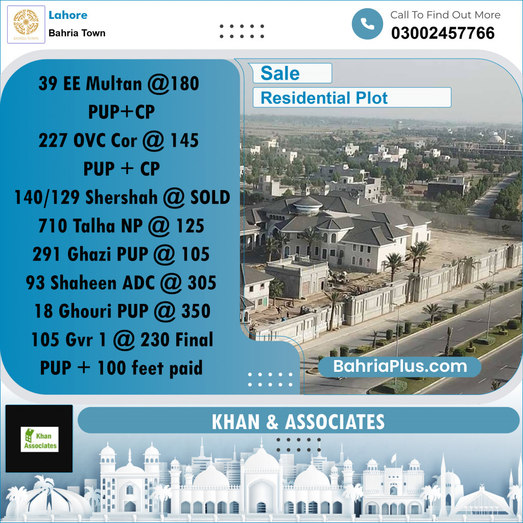 Residential Plot for Sale in Bahria Town, Lahore - (BP-191643)