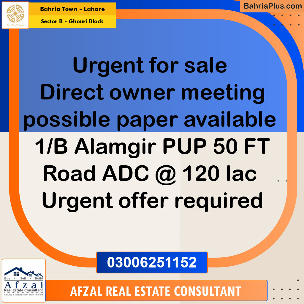Residential Plot for Sale in Sector B - Ghouri Block -  Bahria Town, Lahore - (BP-191651)