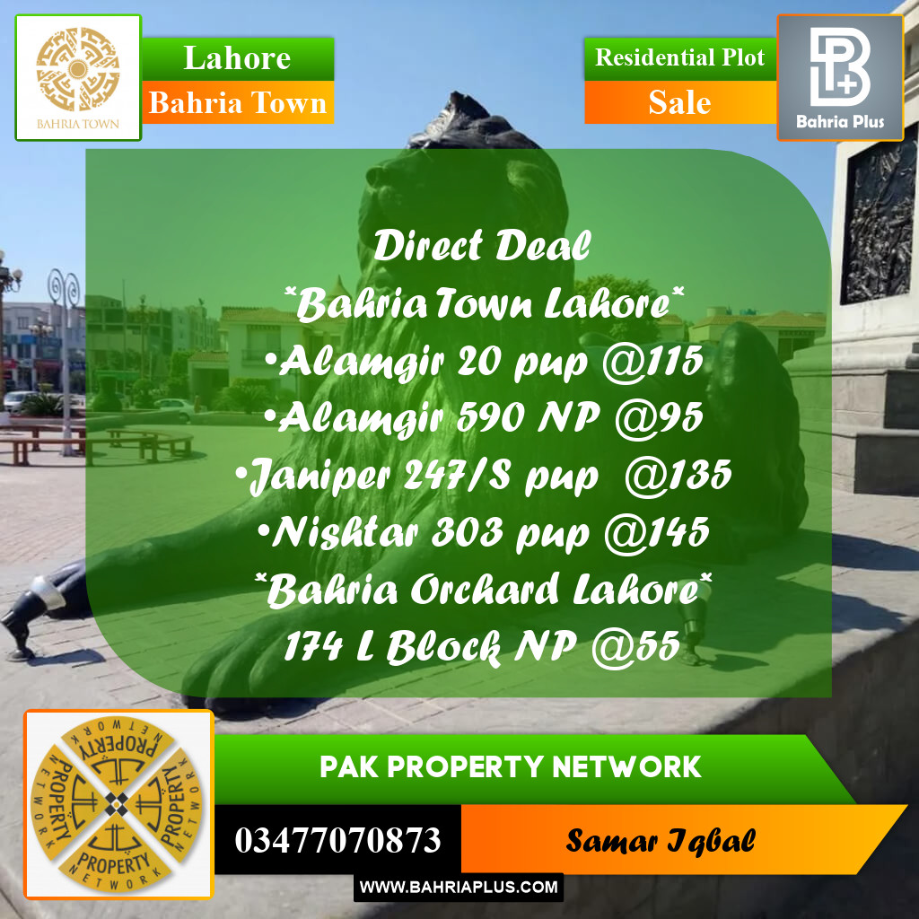 Residential Plot for Sale in Bahria Town, Lahore - (BP-191688)