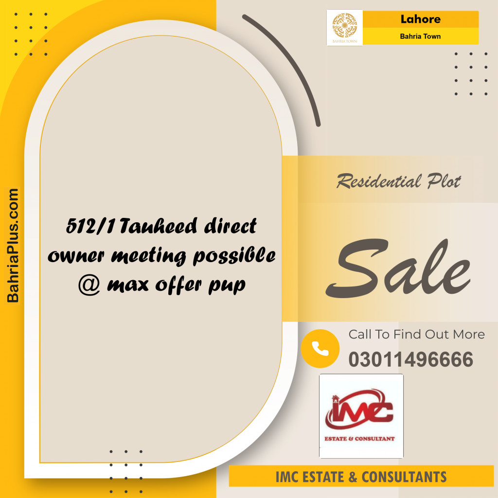 Residential Plot for Sale in Bahria Town, Lahore - (BP-191699)