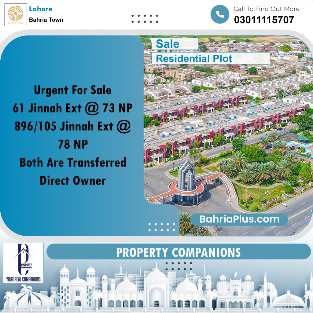 Residential Plot for Sale in Bahria Town, Lahore - (BP-191734)