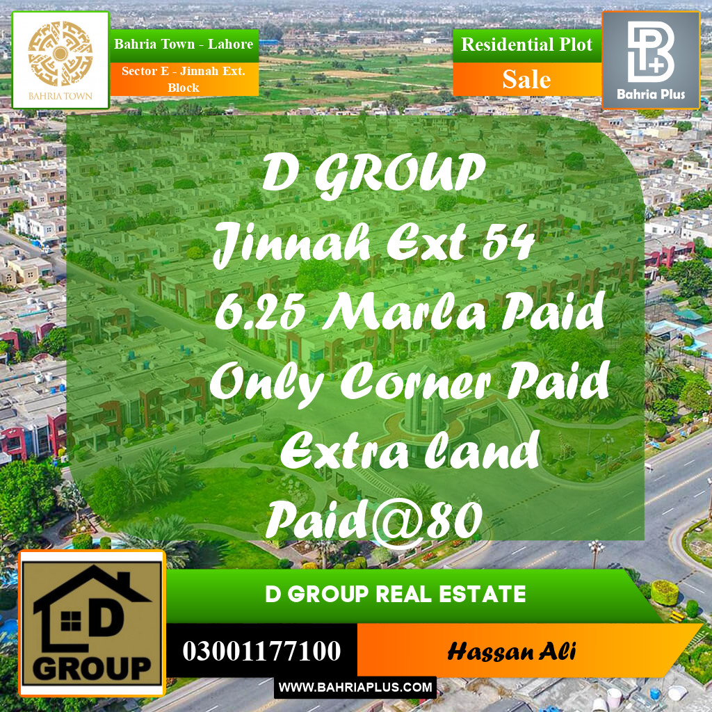 Residential Plot for Sale in Sector E - Jinnah Ext. Block -  Bahria Town, Lahore - (BP-191739)