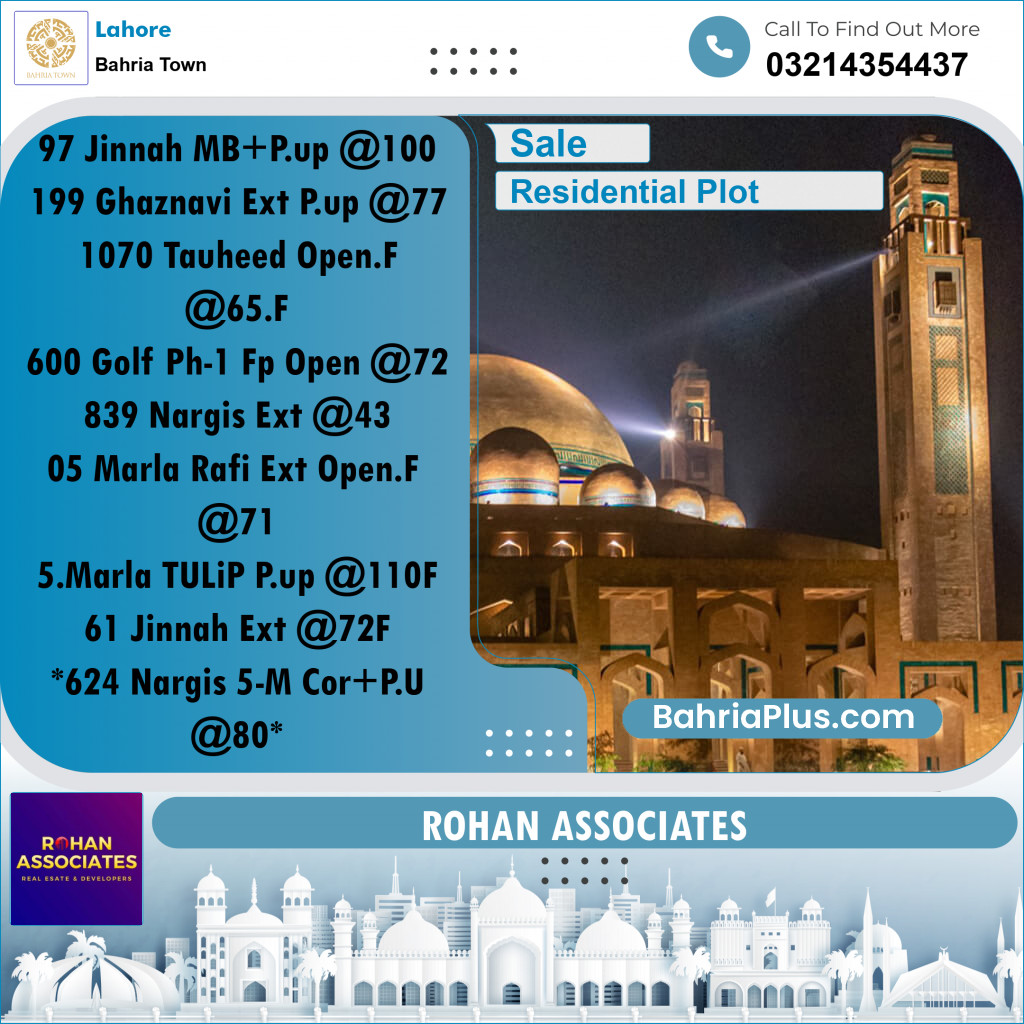 Residential Plot for Sale in Bahria Town, Lahore - (BP-191760)