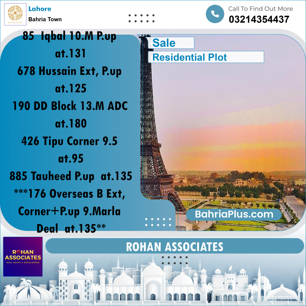 Residential Plot for Sale in Bahria Town, Lahore - (BP-191761)