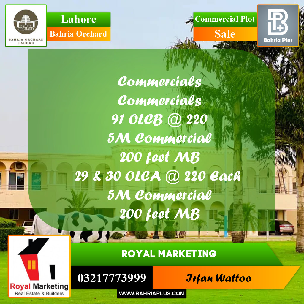 Commercial Plot for Sale in Bahria Orchard, Lahore - (BP-191782)