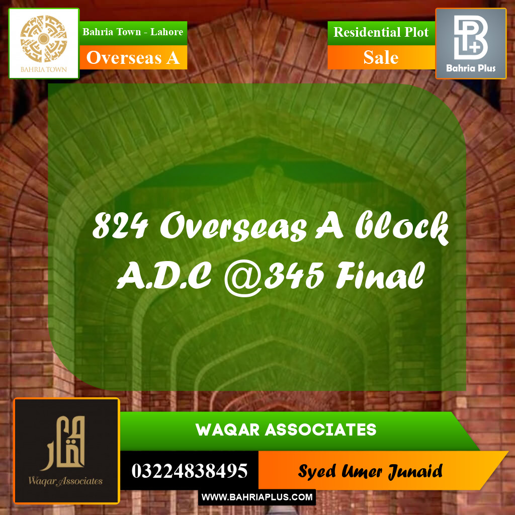 Residential Plot for Sale in Overseas A -  Bahria Town, Lahore - (BP-191785)