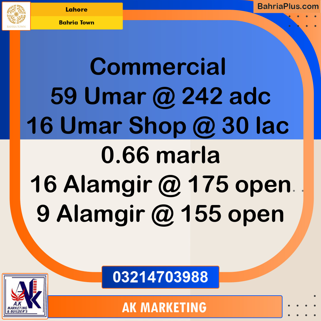 Commercial Plot for Sale in Bahria Town, Lahore - (BP-191818)