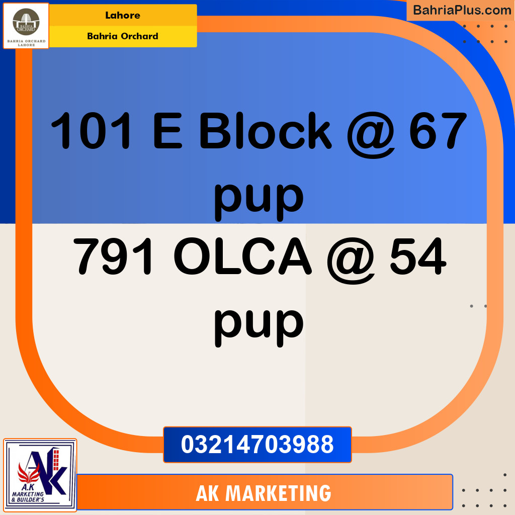 Residential Plot for Sale in Bahria Orchard, Lahore - (BP-191836)