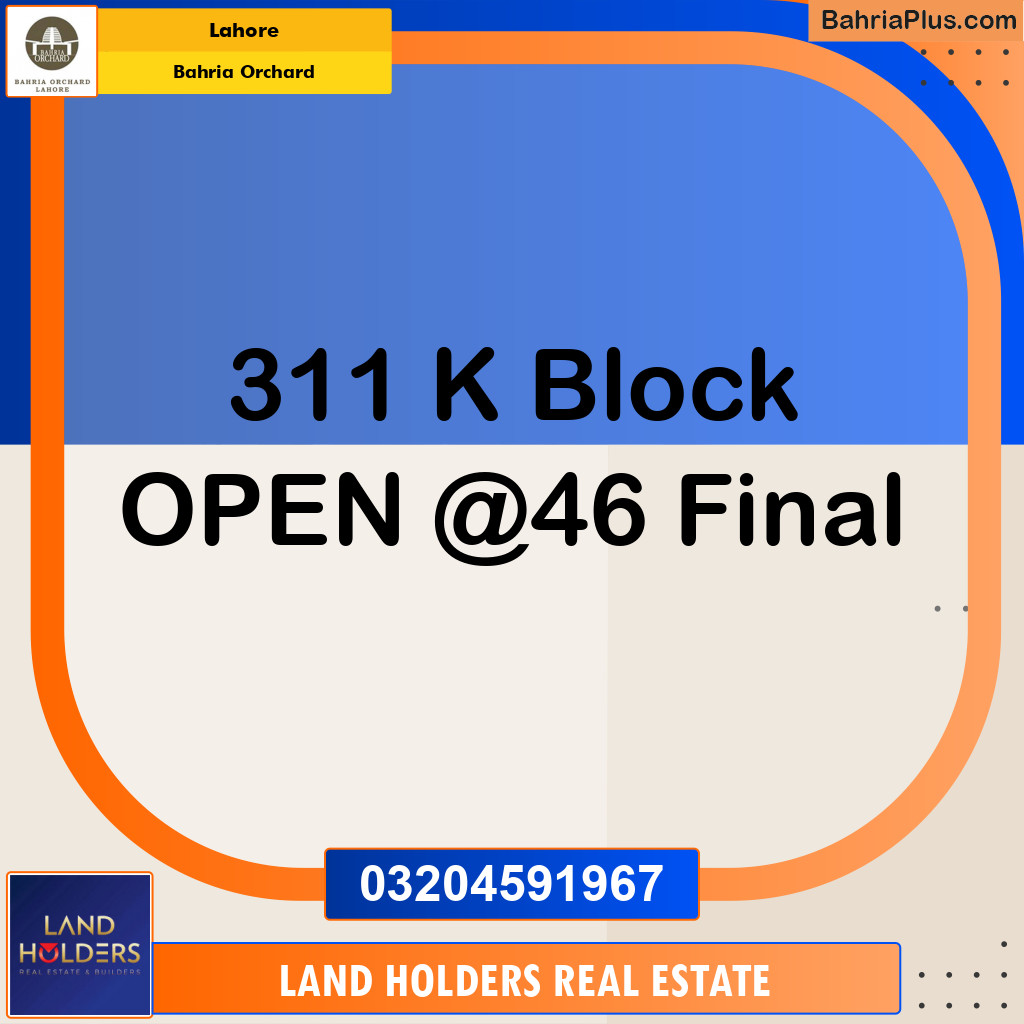 Residential Plot for Sale in Bahria Orchard, Lahore - (BP-191845)