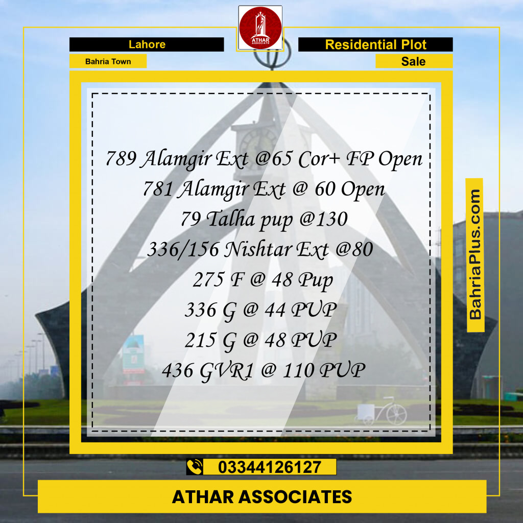 Residential Plot for Sale in Bahria Town, Lahore - (BP-191850)