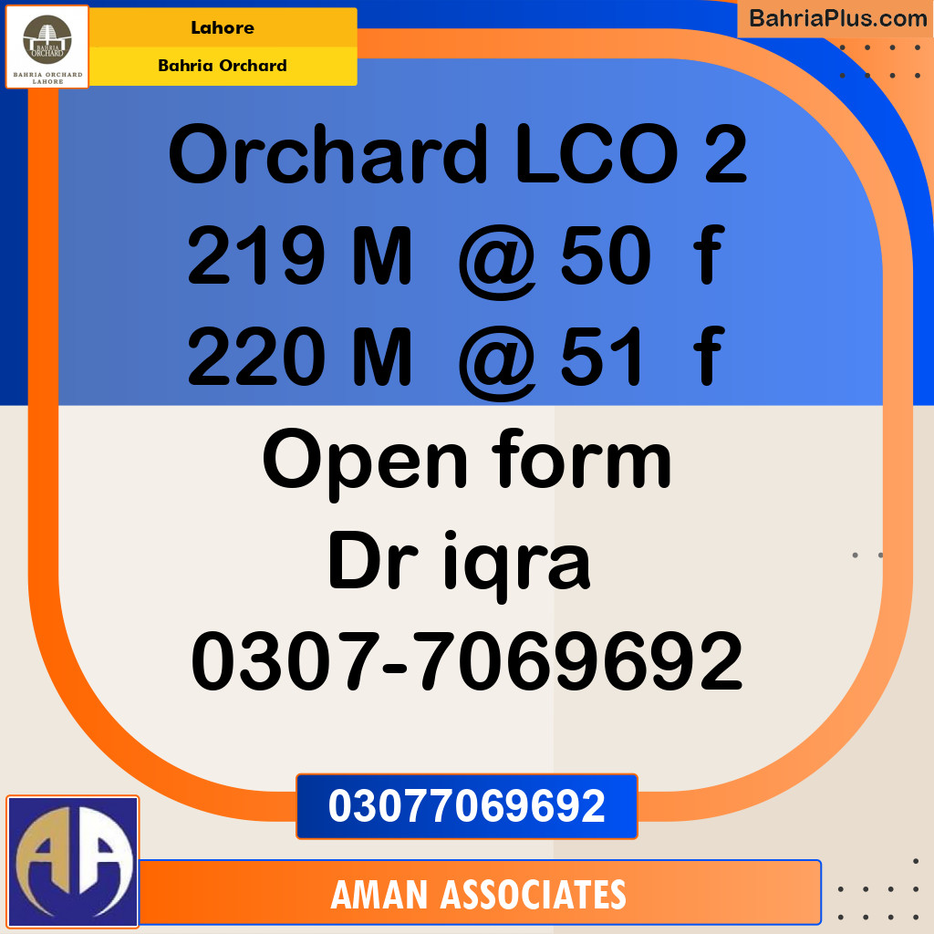 Residential Plot for Sale in Bahria Orchard, Lahore - (BP-191887)