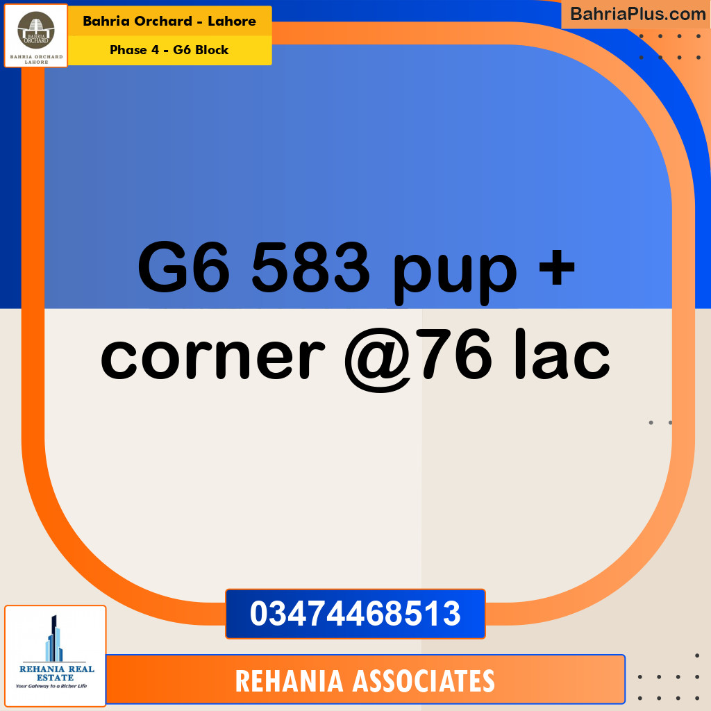 Residential Plot for Sale in Phase 4 - G6 Block -  Bahria Orchard, Lahore - (BP-191891)