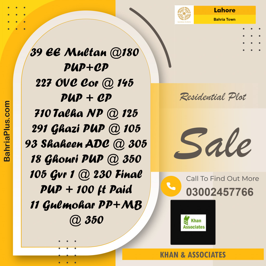 Residential Plot for Sale in Bahria Town, Lahore - (BP-191902)