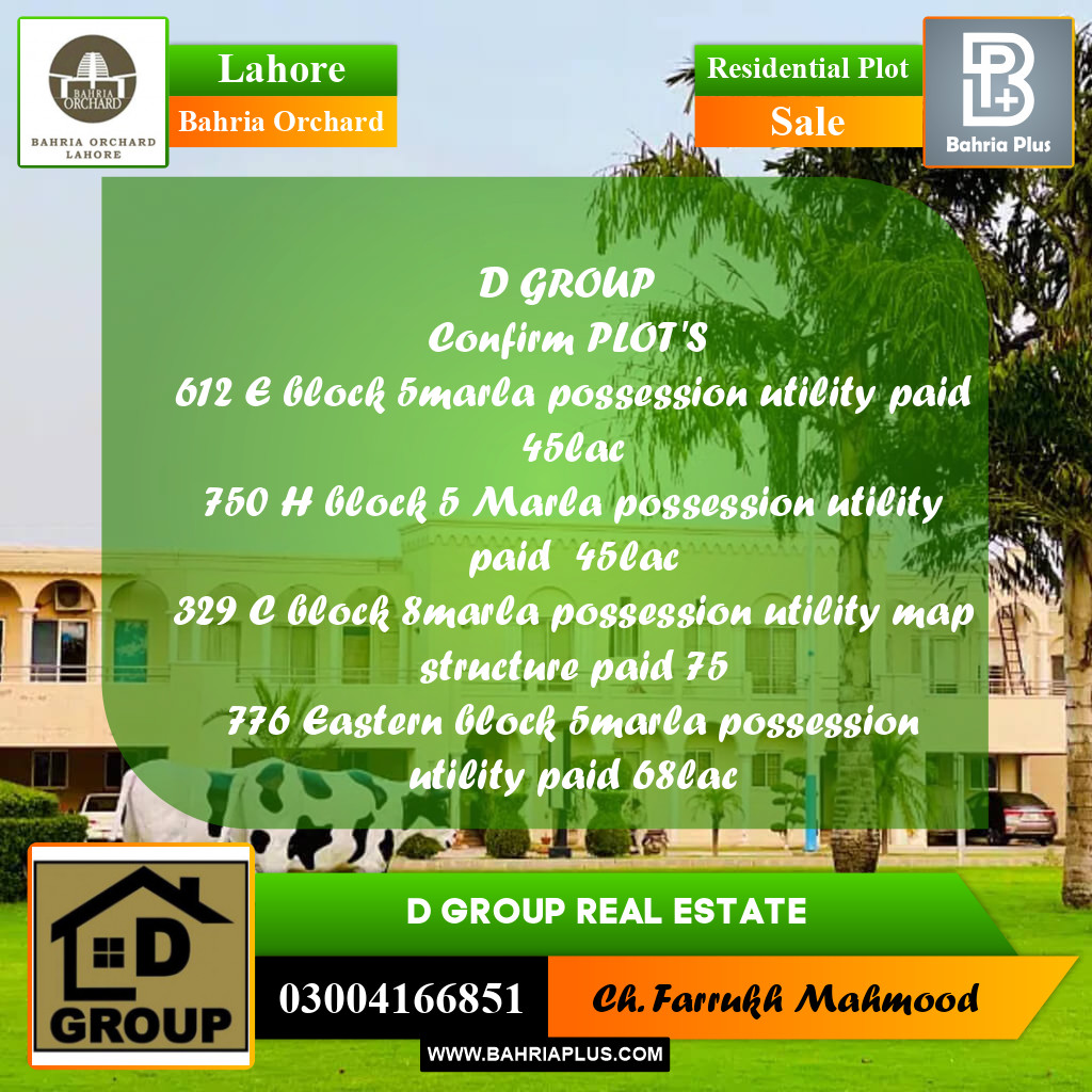 Residential Plot for Sale in Bahria Orchard, Lahore - (BP-191922)