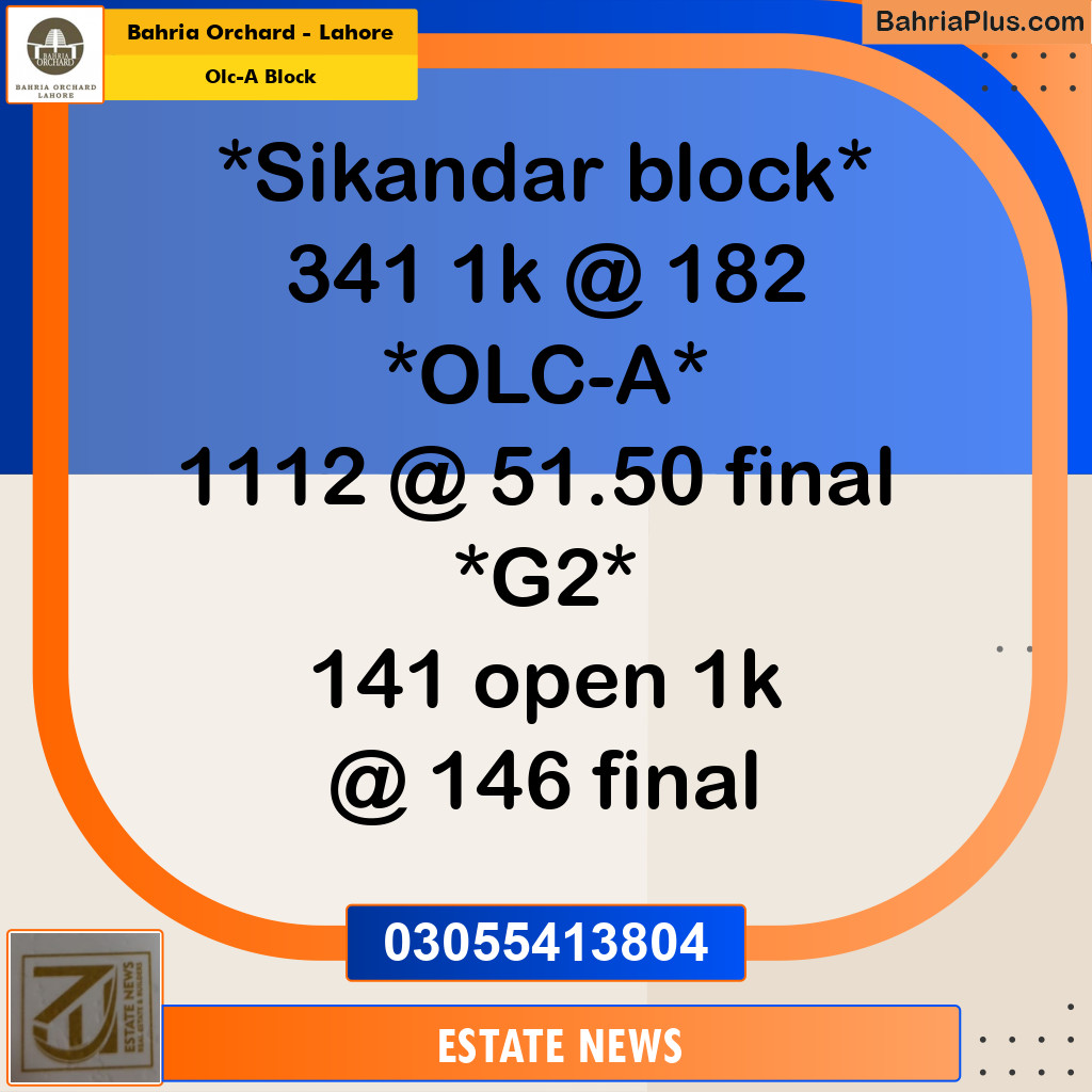 Residential Plot for Sale in OLC-A Block -  Bahria Orchard, Lahore - (BP-191934)