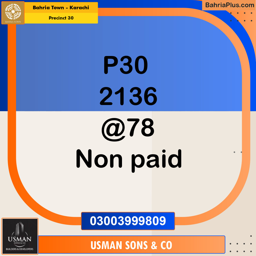 250 Sq. Yards Residential Plot for Sale in Precinct 30 -  Bahria Town, Karachi - (BP-191991)