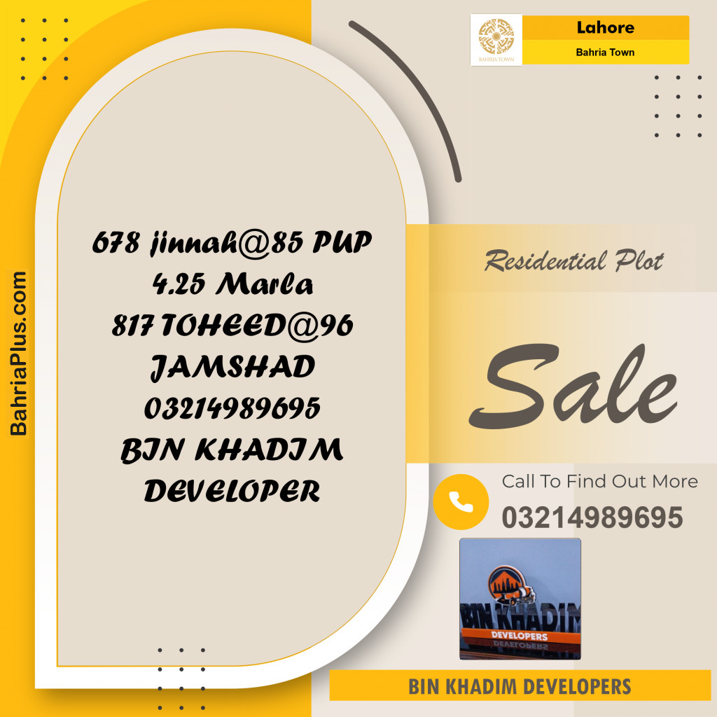 Residential Plot for Sale in Bahria Town, Lahore - (BP-191994)