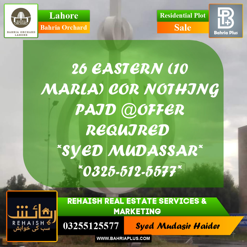 Residential Plot for Sale in Bahria Orchard, Lahore - (BP-192063)