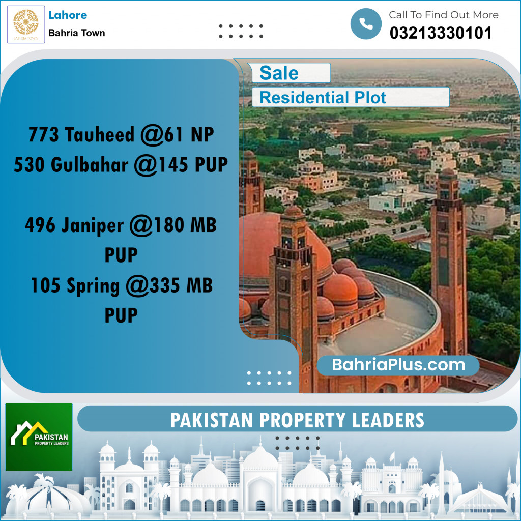 Residential Plot for Sale in Bahria Town, Lahore - (BP-192120)