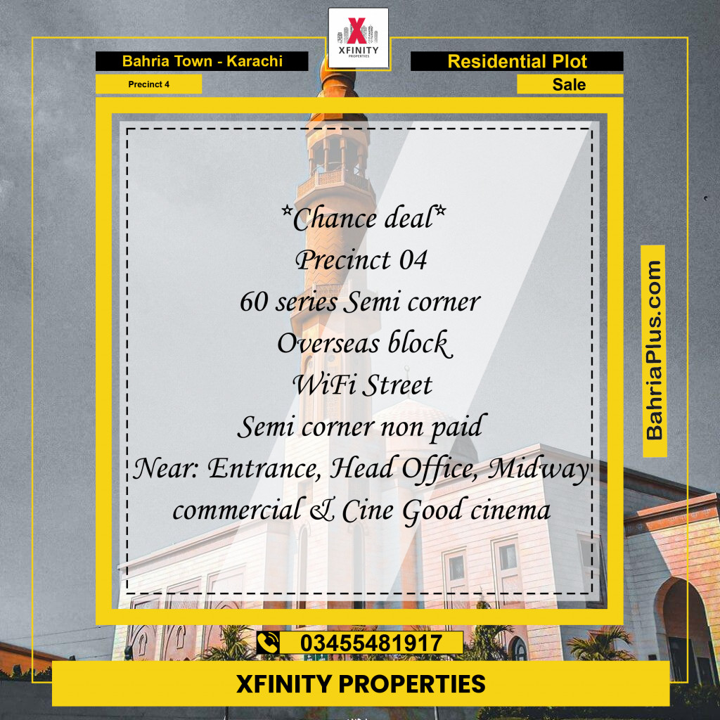 500 Sq. Yards Residential Plot for Sale in Precinct 4 - Bahria Town, Karachi - (BP-192124)