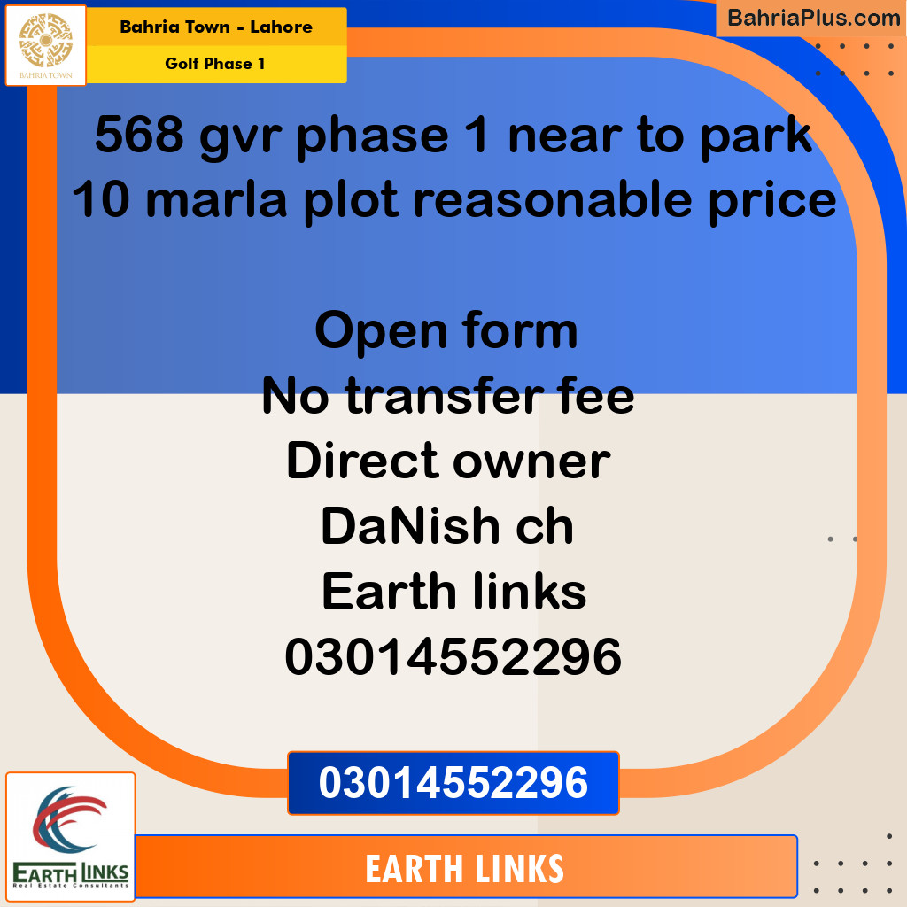 Residential Plot for Sale in Golf Phase 1 -  Bahria Town, Lahore - (BP-192133)