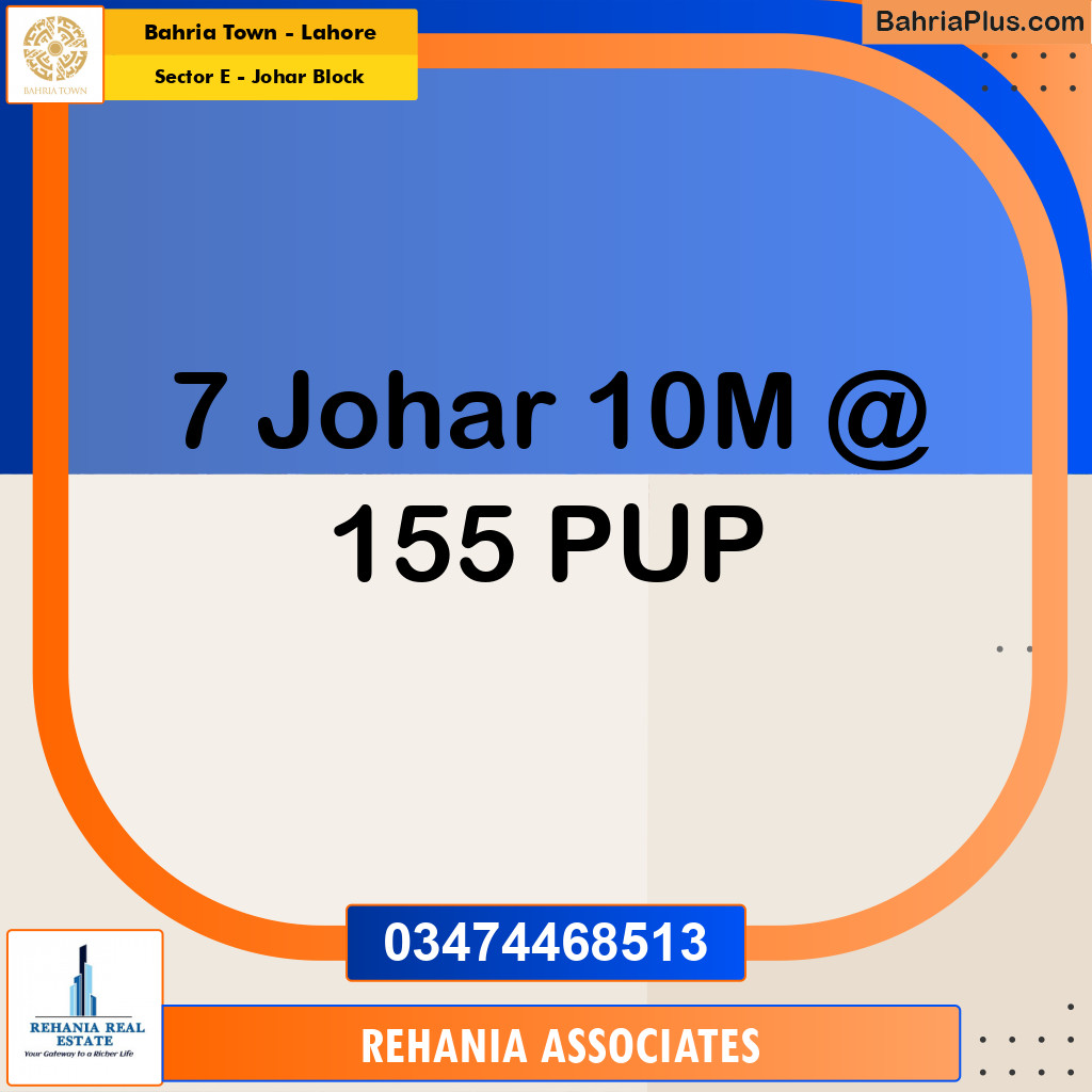 Residential Plot for Sale in Sector E - Johar Block -  Bahria Town, Lahore - (BP-192136)