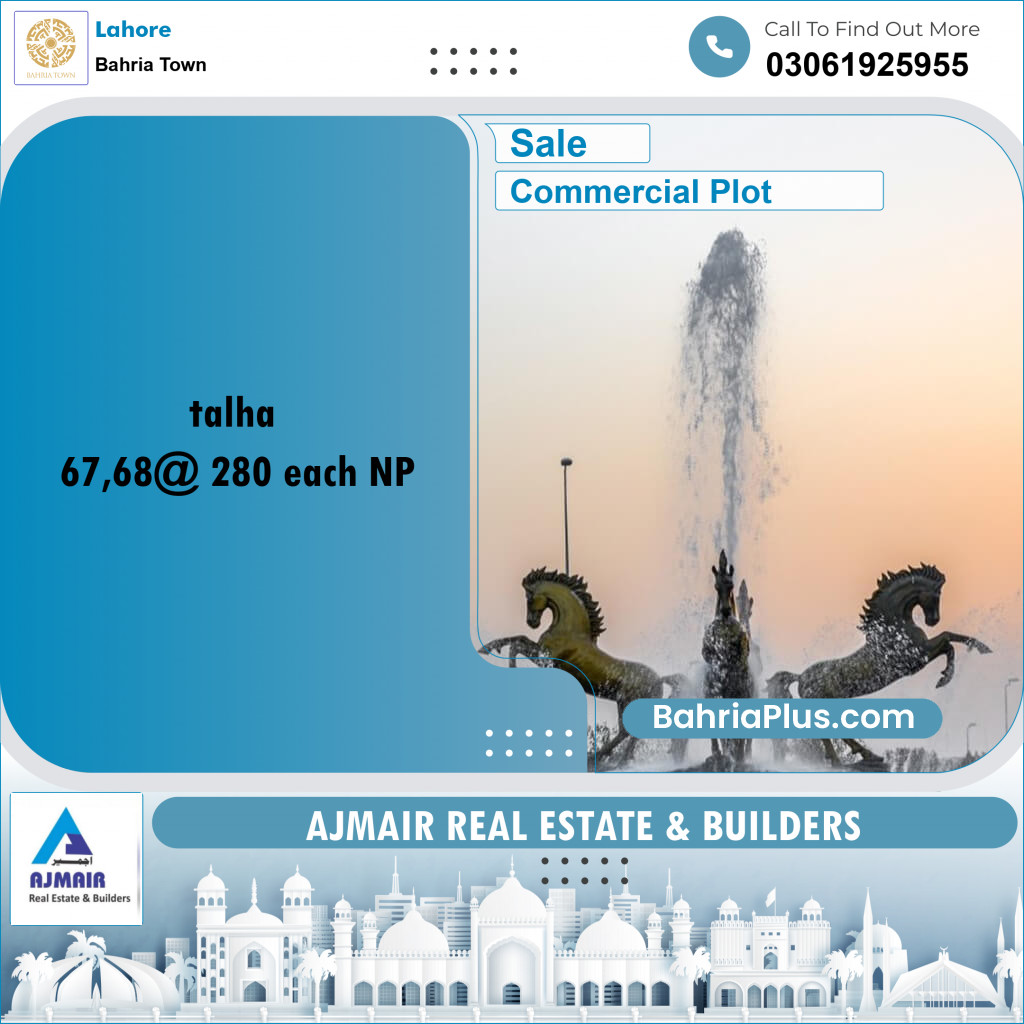 Commercial Plot for Sale in Bahria Town, Lahore - (BP-192137)