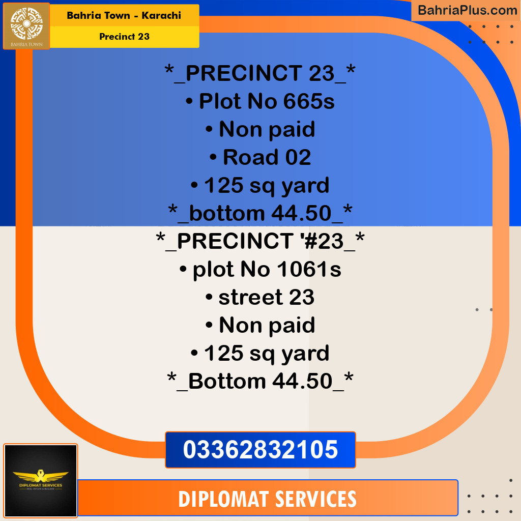 125 Sq. Yards Residential Plot for Sale in Precinct 23 -  Bahria Town, Karachi - (BP-192150)