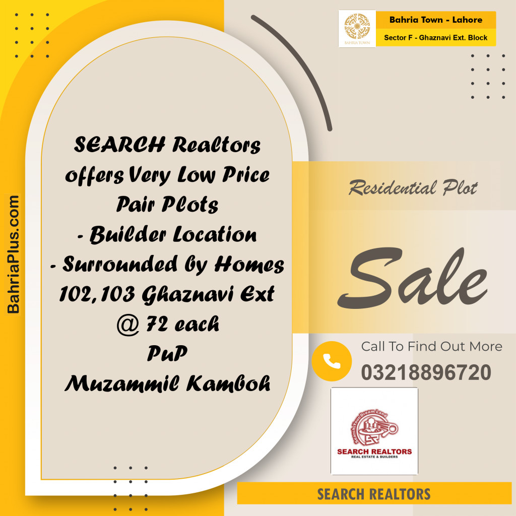 Residential Plot for Sale in Sector F - Ghaznavi Ext. Block -  Bahria Town, Lahore - (BP-192167)
