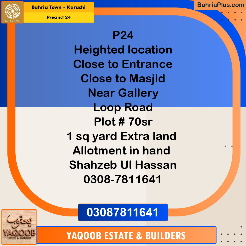 125 Sq. Yards Residential Plot for Sale in Precinct 24 -  Bahria Town, Karachi - (BP-192199)