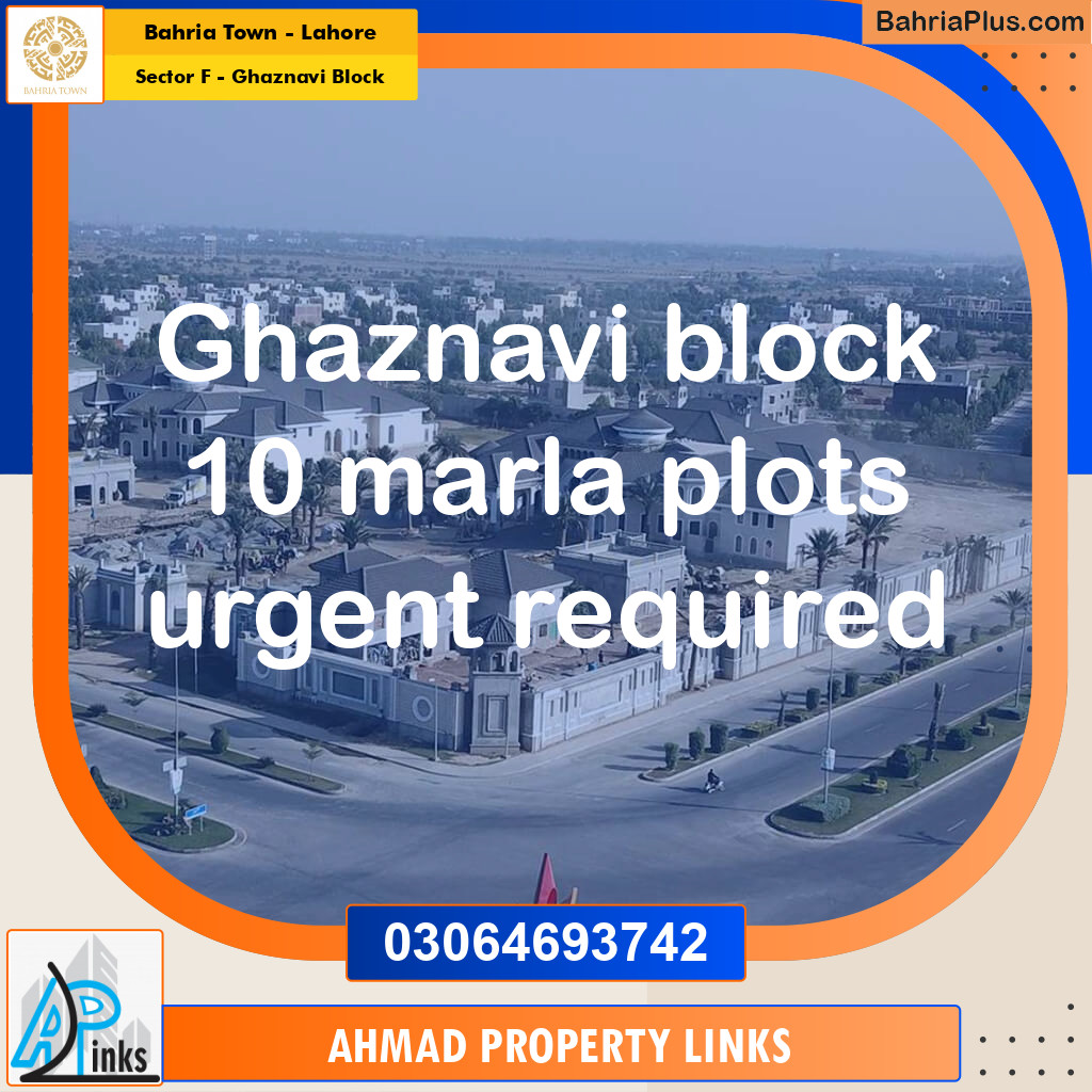 Residential Plot for Sale in Sector F - Ghaznavi Block -  Bahria Town, Lahore - (BP-192226)