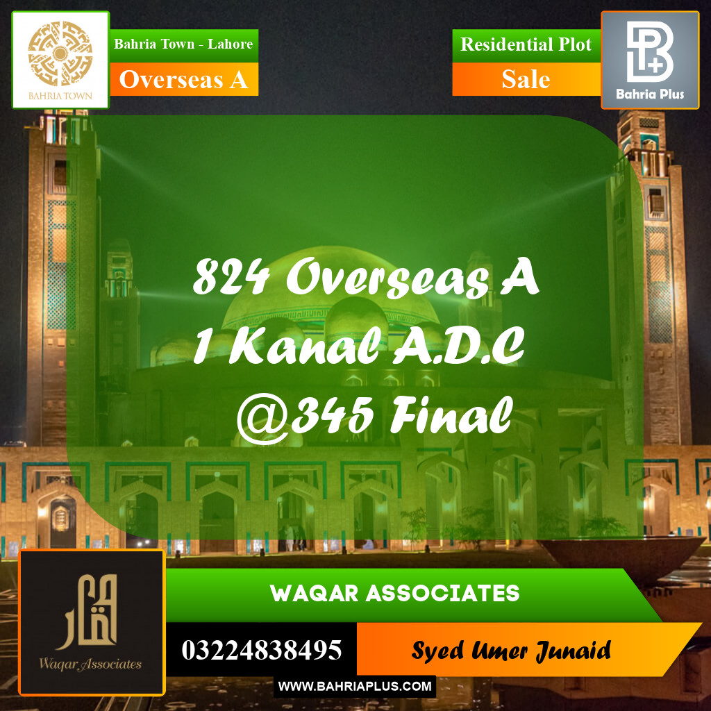 Residential Plot for Sale in Overseas A - Bahria Town, Lahore - (BP-192246)