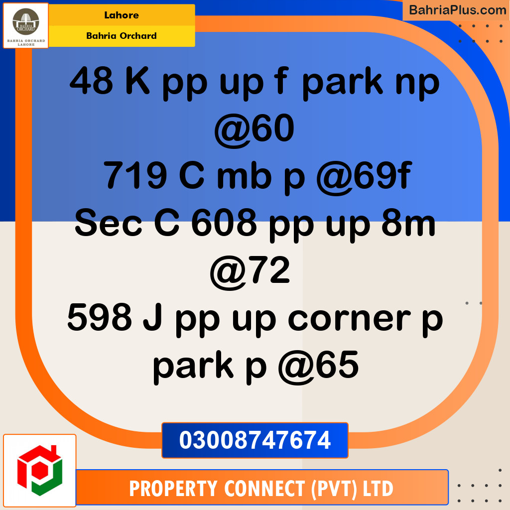 Residential Plot for Sale in Bahria Orchard, Lahore - (BP-192253)