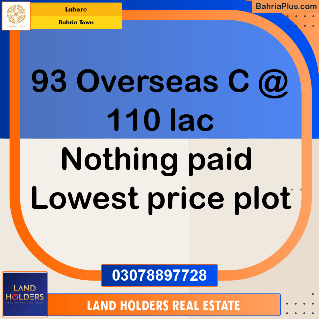 Residential Plot for Sale in Bahria Town, Lahore - (BP-192264)