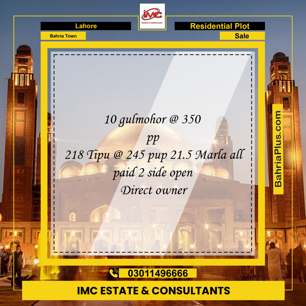 Residential Plot for Sale in Bahria Town, Lahore - (BP-192323)