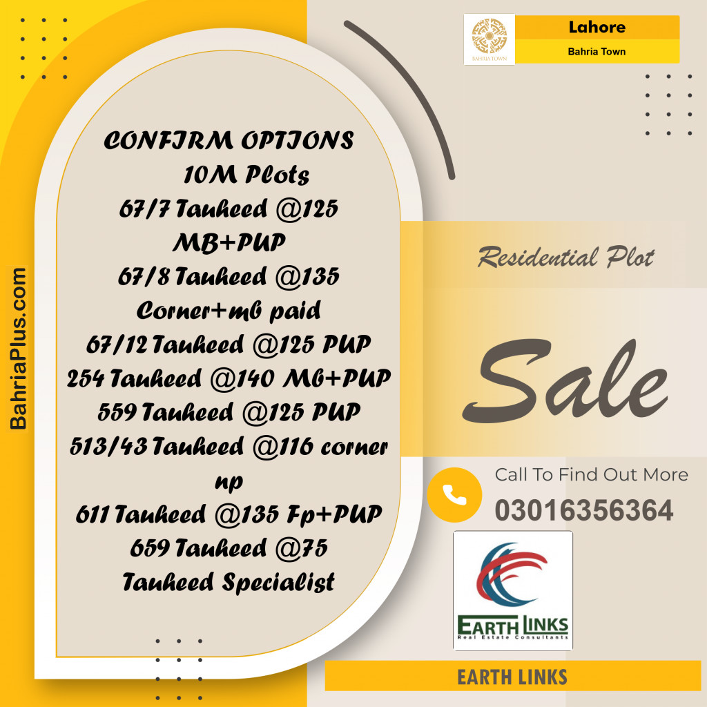 Residential Plot for Sale in Bahria Town, Lahore - (BP-192344)